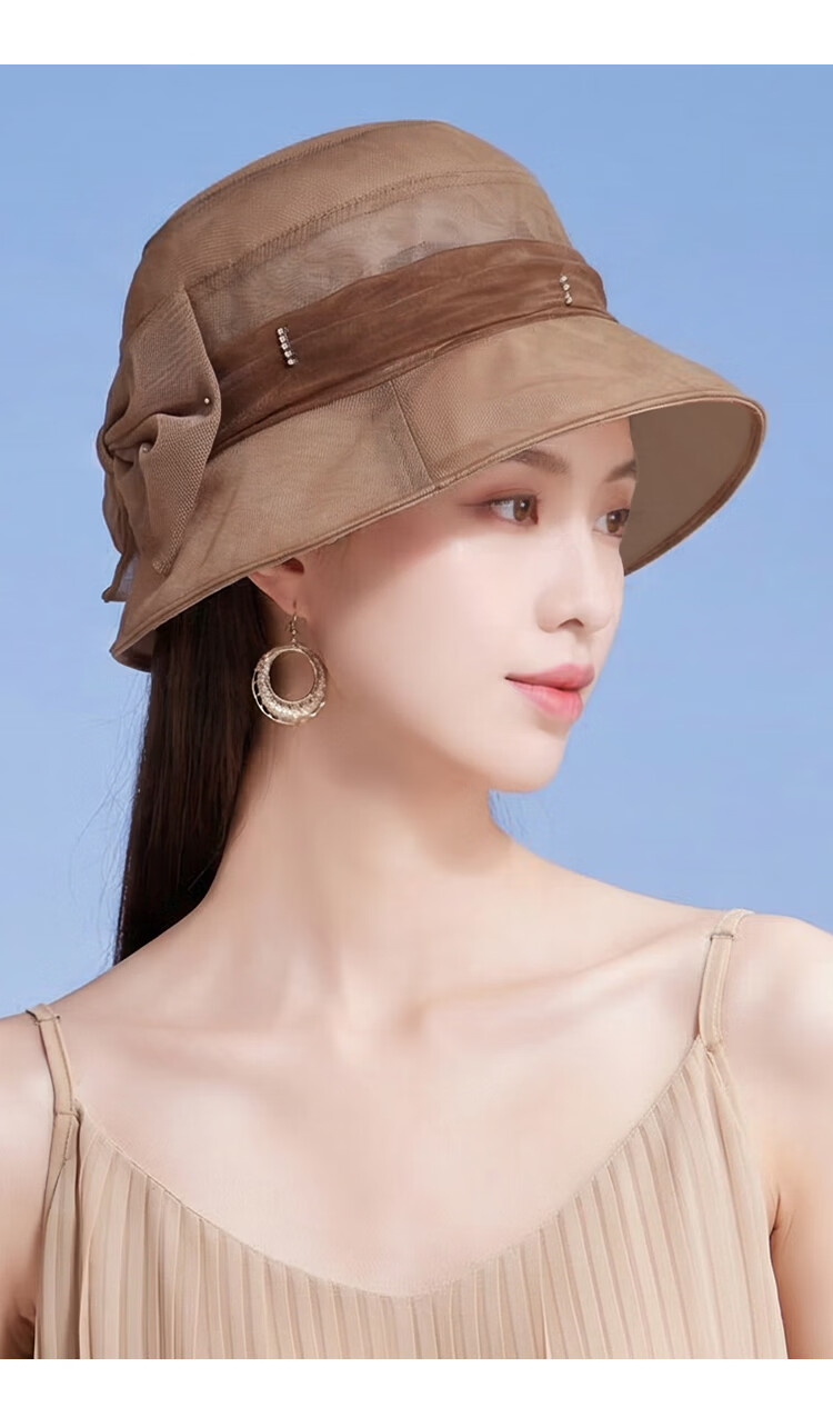 Shanghai Story Women's Silk Sun Hat Spring Summer Mulberry Silk UV Protection Sun Hat Beige Mom Gift 18