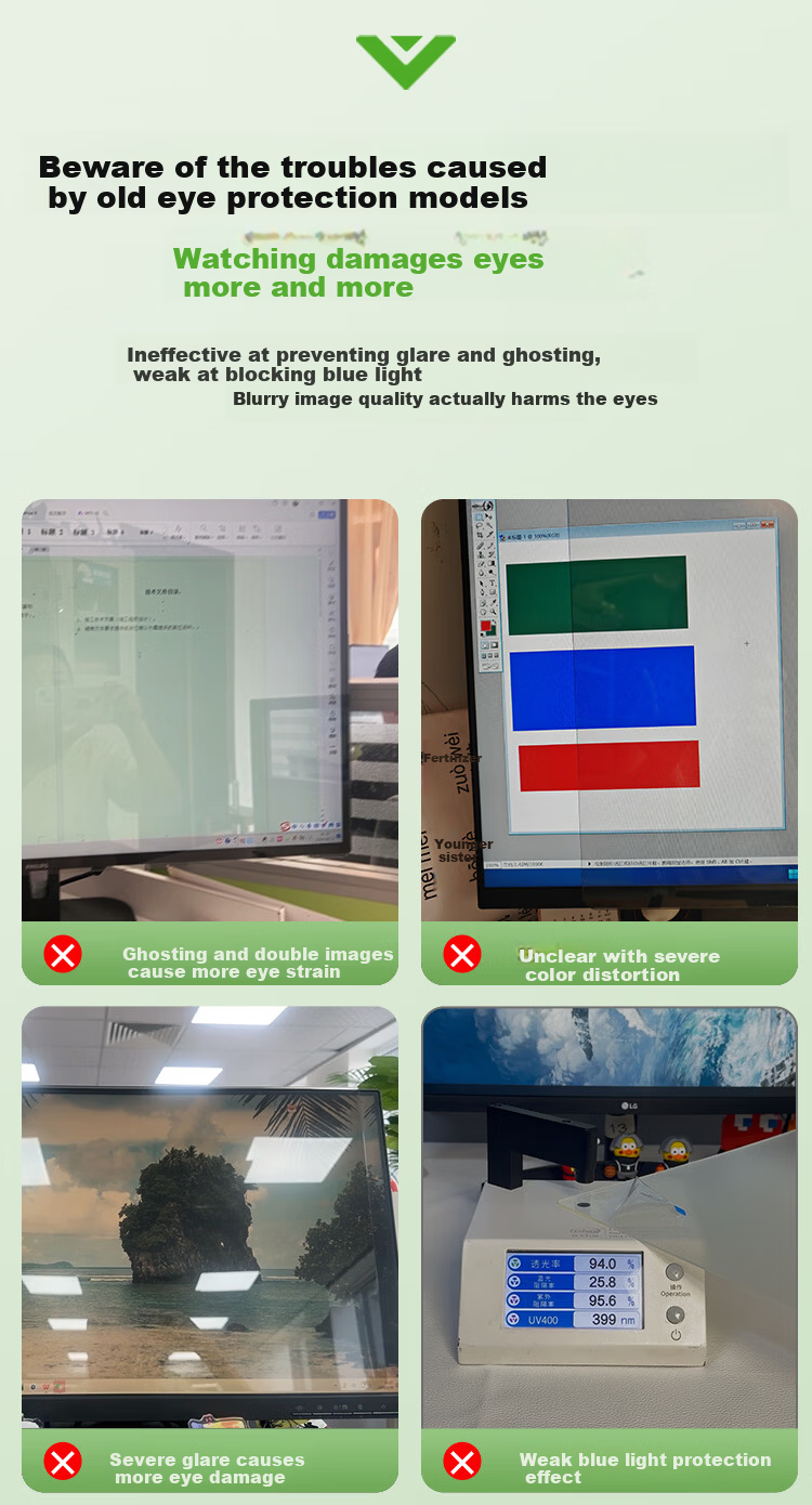 BOSQING Ophthalmology Center Certified Blue Light Blocking Computer Screen Protector Eye Protection Screen Film Hanging Anti-Glare Radiation Shield for 14-Inch Laptop Monitor 5