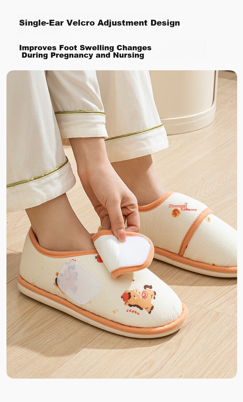 Puxi Maternity Postpartum Shoes Spring Summer Closed Heel Thin Non-slip Odor-resistant Skin-friendly Comfortable Closed Toe Slippers Orange White Size 40-41 9