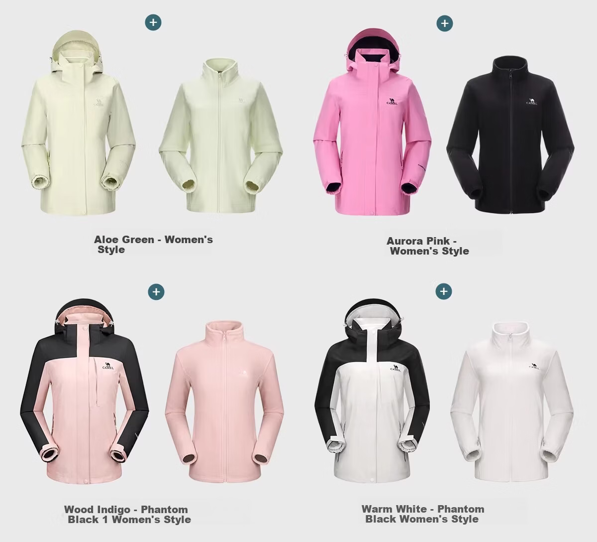 CAMEL Windbreaker Jacket for Men And Women, Three-In Detachable Two-Piece Set, Outdoor Heavy Rain-Proof Waterproof Windproof Mountaineering Suit 7