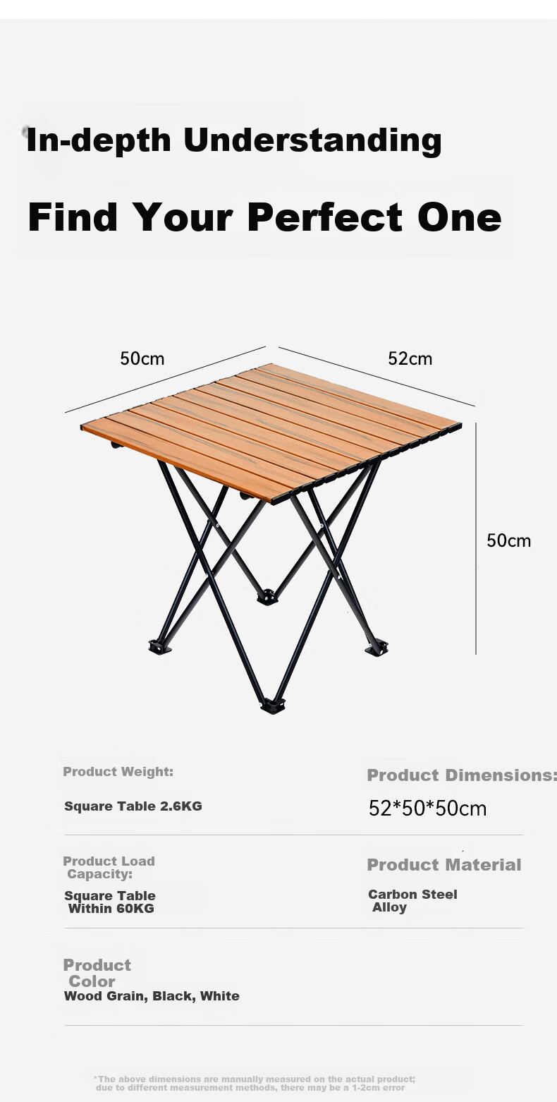 Waterman Outdoor Folding Table Egg Roll Table Portable Camping Table and Chair Equipment Picnic Balcony Leisure Patio Coffee Table 78376 11