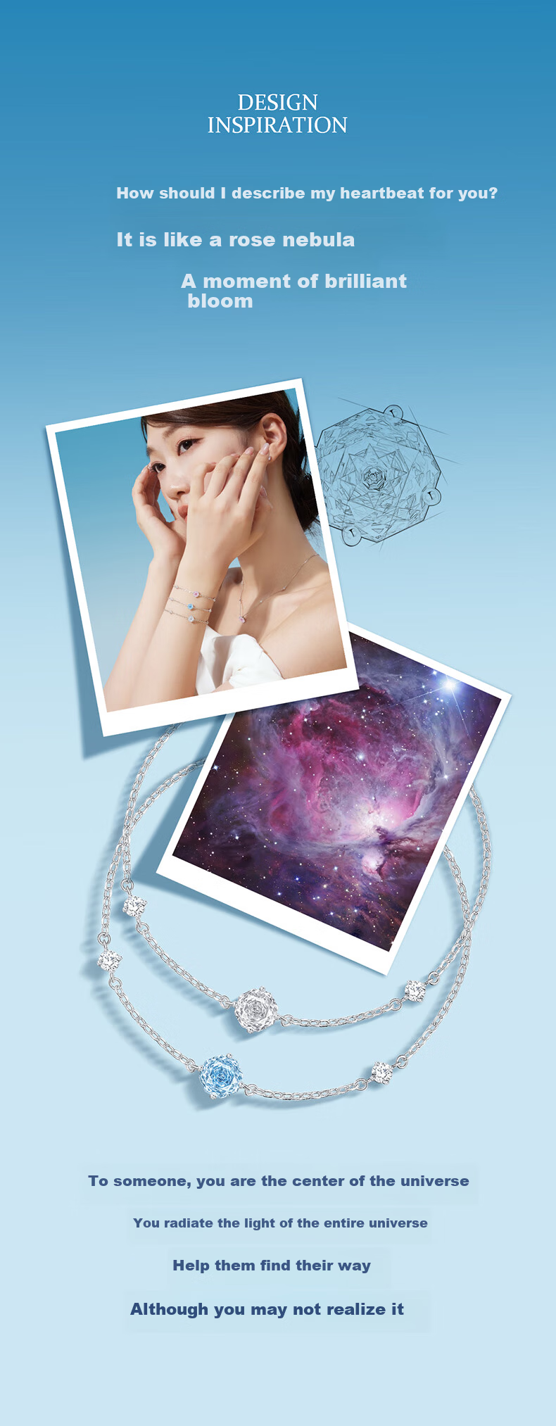 CHOW TAI SENG Mother's Day Gift Rose Nebula Bracelet S925 Luxury for Mom and Wife Starry Blue 2