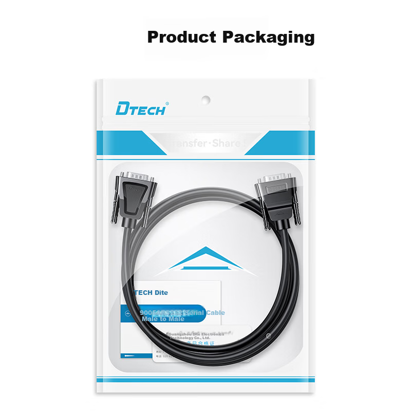 Dite RS232 Serial Cable Male to Male DB9 9-Pin COM Port Direct Connection Cable for Digital Machine Tool Barcode Machine 3m DT-9005A