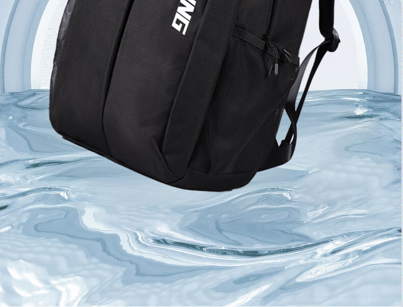 Li-Ning Backpack, High School Student Backpack, Unisex Shoulder Bag, Middle School Laptop Bag, Outdoor Travel Bag, Large Capacity Hiking Backpack, Black 22