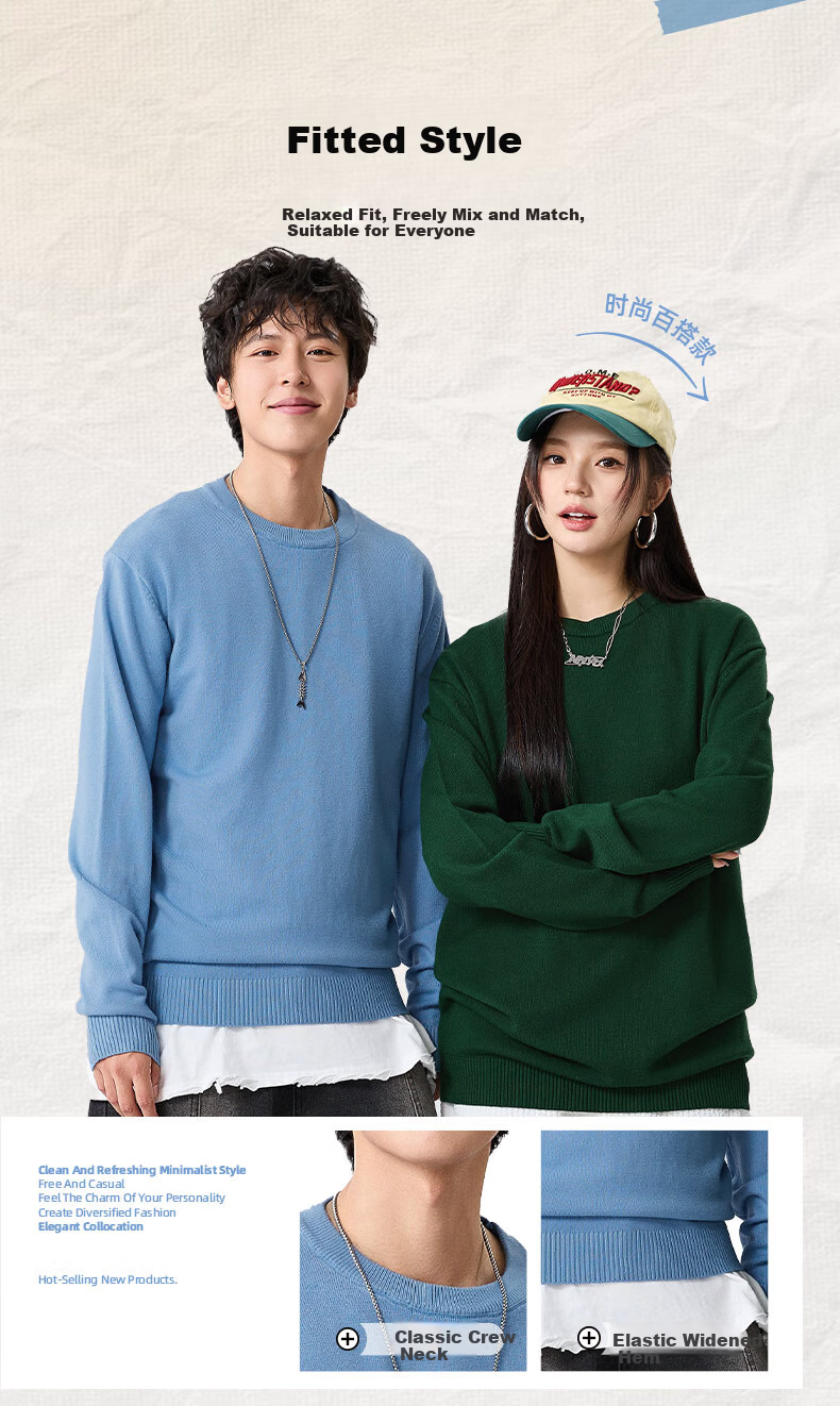 JEANSWEST LIFE Men's Thermal Knitted Sweater Autumn Winter Double-Strand Heavyweight Crew Neck Skin-Friendly Pullover 3