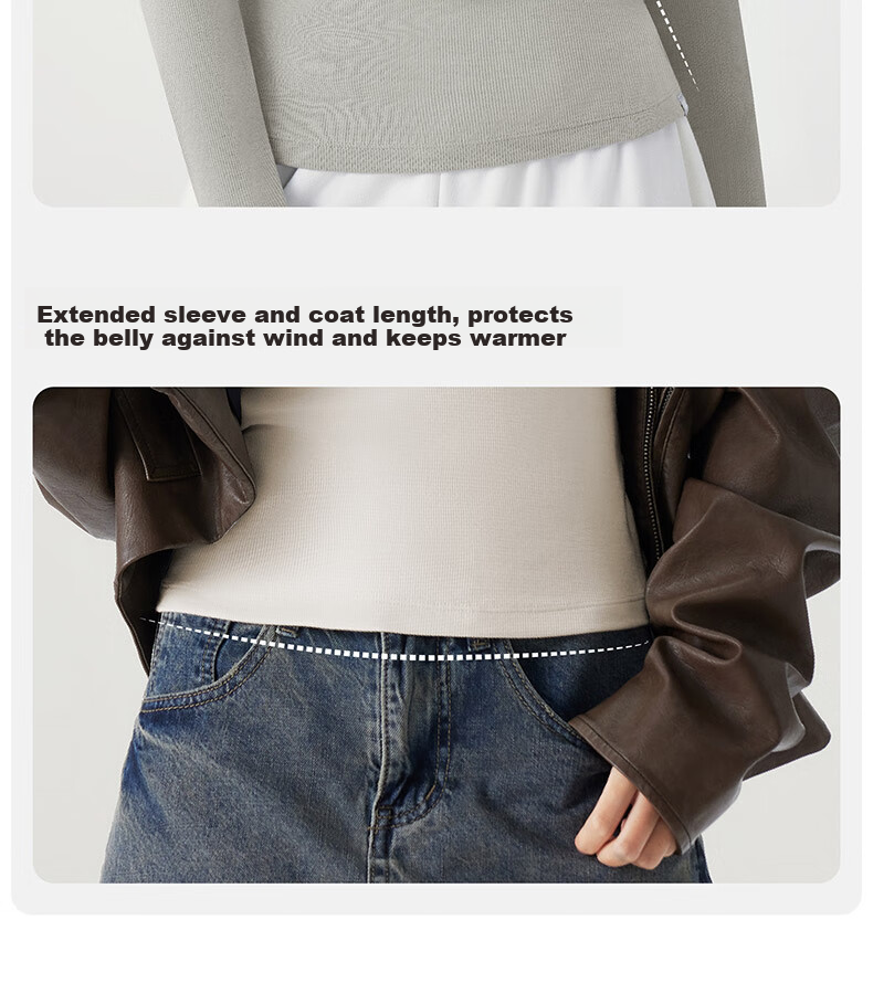Half-Lined Thermal Base Layer with Chest Pad, Warm Innerwear, Long Sleeve U-Neck T-Shirt for Women, Spring Autumn Winter, No Bra Needed 28