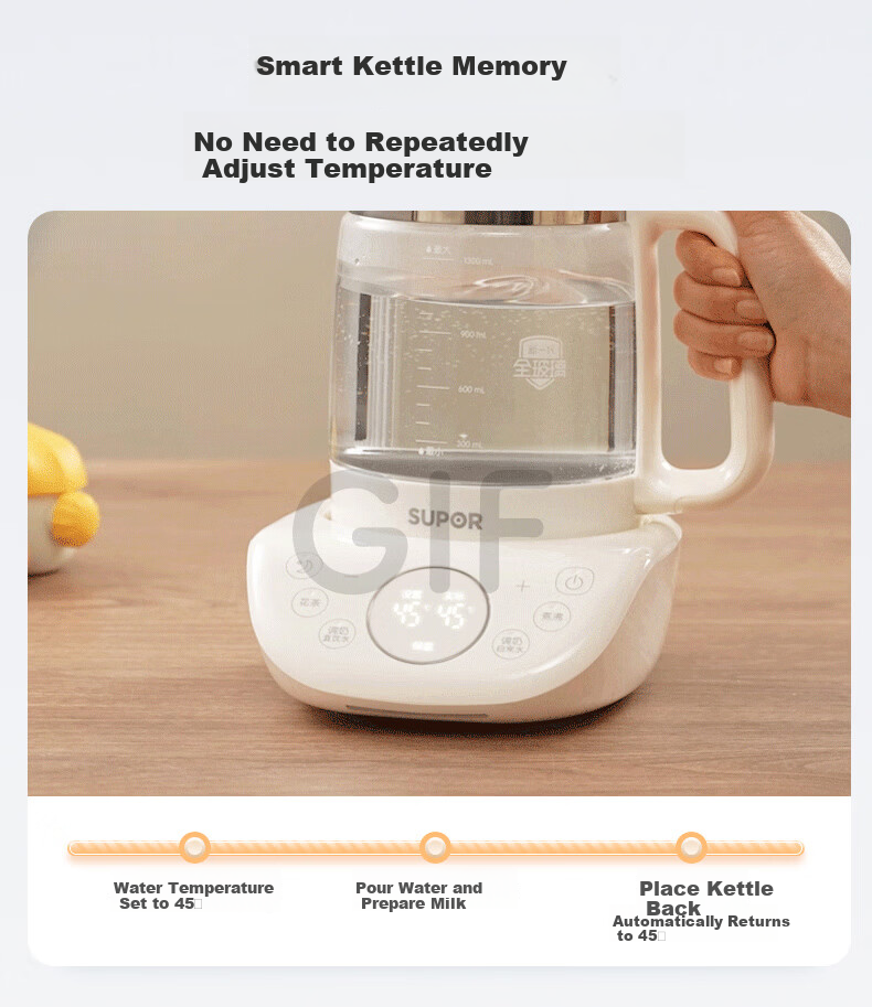 SUPOR Baby Bottle Sterilizer and Dryer All-Glass Feeding Station Thermostatic Kettle Infant Milk Preparation BW016B 18