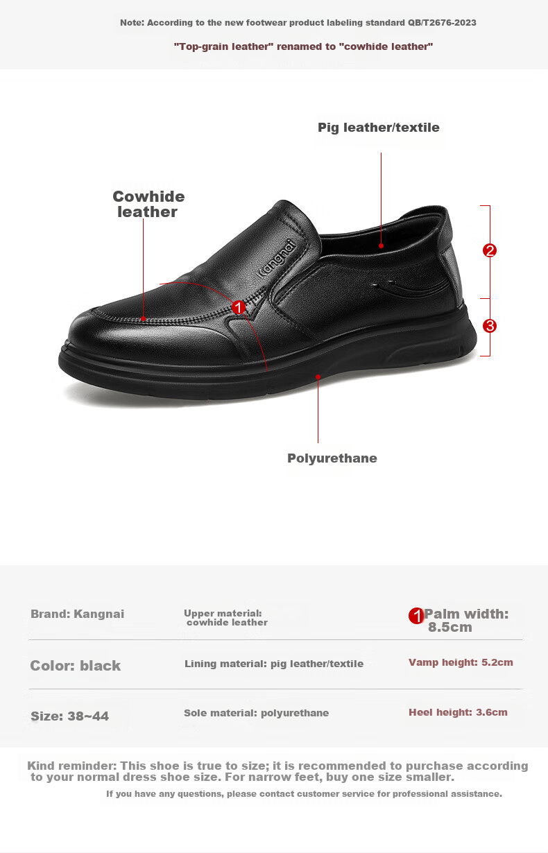 Connai Slip-On Business Casual Shoes Simple Comfortable Lazy Shoes Daily Men's Youth Round Toe Full Grain Leather Black 44 8