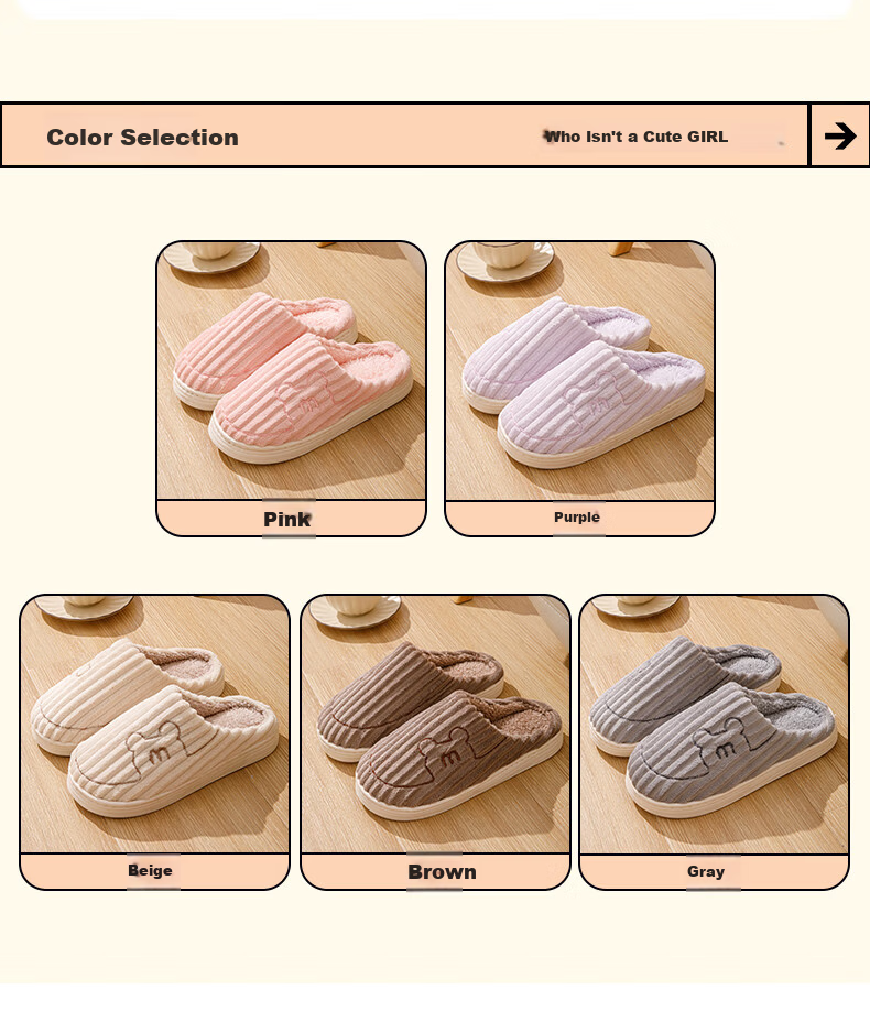 She Enjoy Women's Winter Indoor Warm Fleece Lined Couple Cotton Slippers Men 4