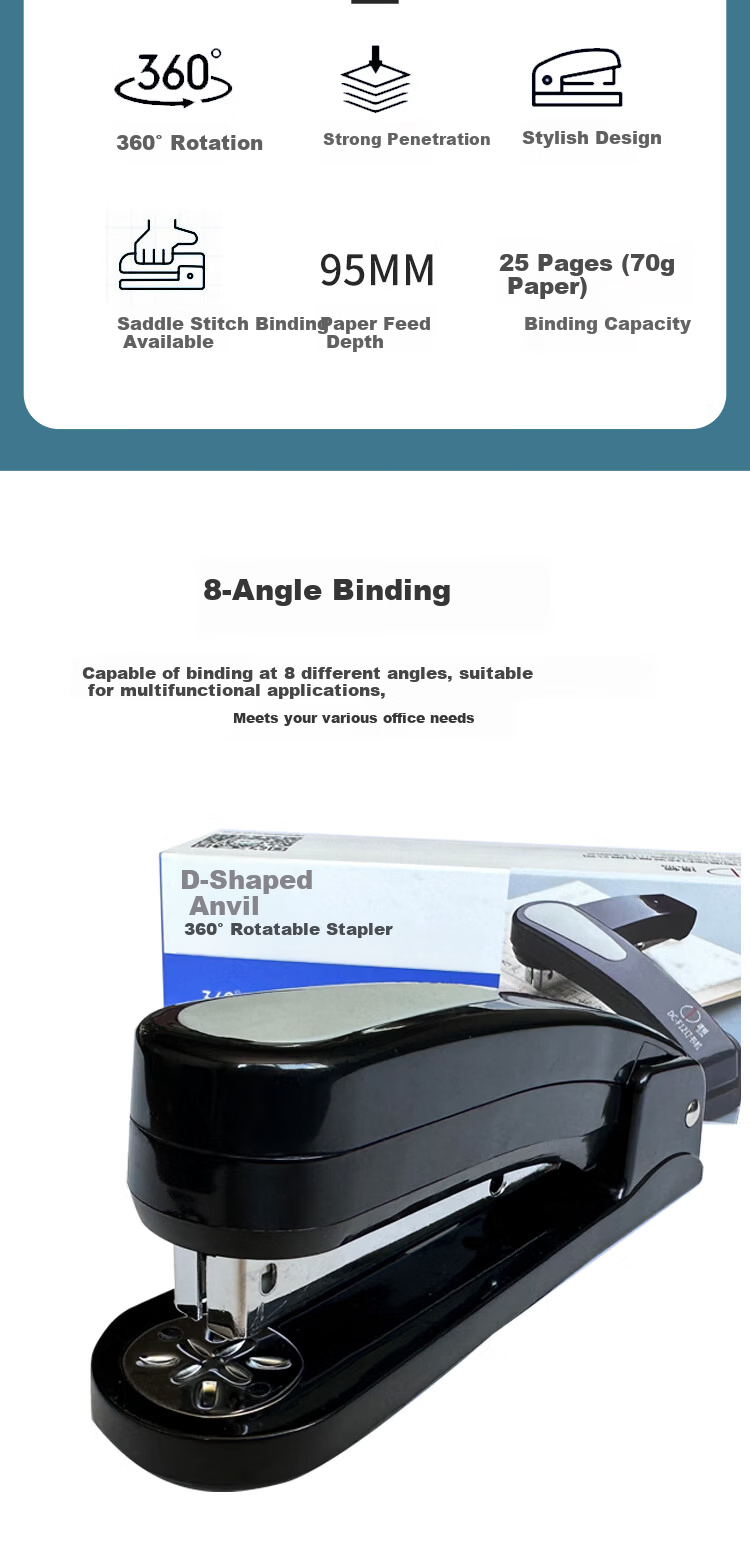 DOCON DC-F13 Manual Small Nail 25-Page White Labor-Saving Stapler, Home And Office Use Detachable File Stapler, 24/6 26/6 Type Staples 2