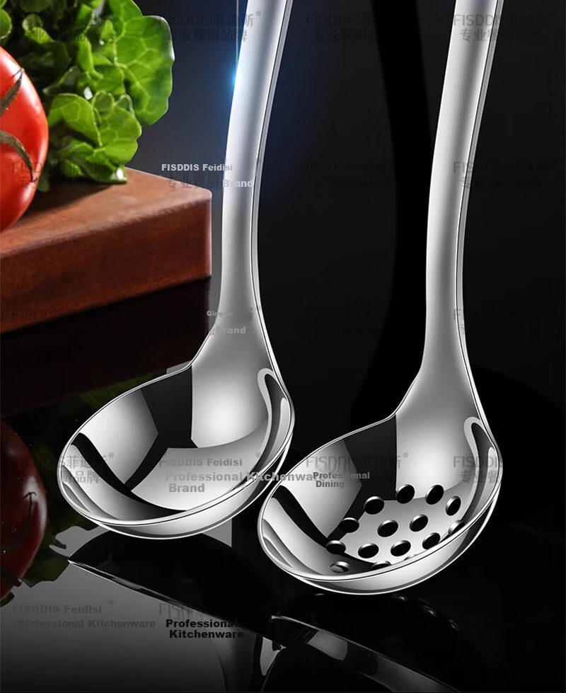 FISDDIS316 Stainless Steel Soup Ladle Hot Pot Slotted Spoon Extra Thick Heat-Resistant Serving Spoon Porridge Ladle Fiya Large 8-Inch Soup Scoop 7