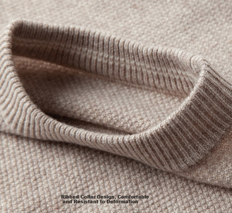 FIRS 100% Wool Men's Sweater Thickened Winter Warm Crew Neck Pullover Knitwear Men's Clothing 6