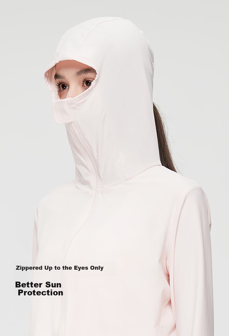 JIUMU Women's Hooded Sun Protection Jacket UV Protection Spring Summer Outdoor Casual Sports Face Covering Shawl Gray 6