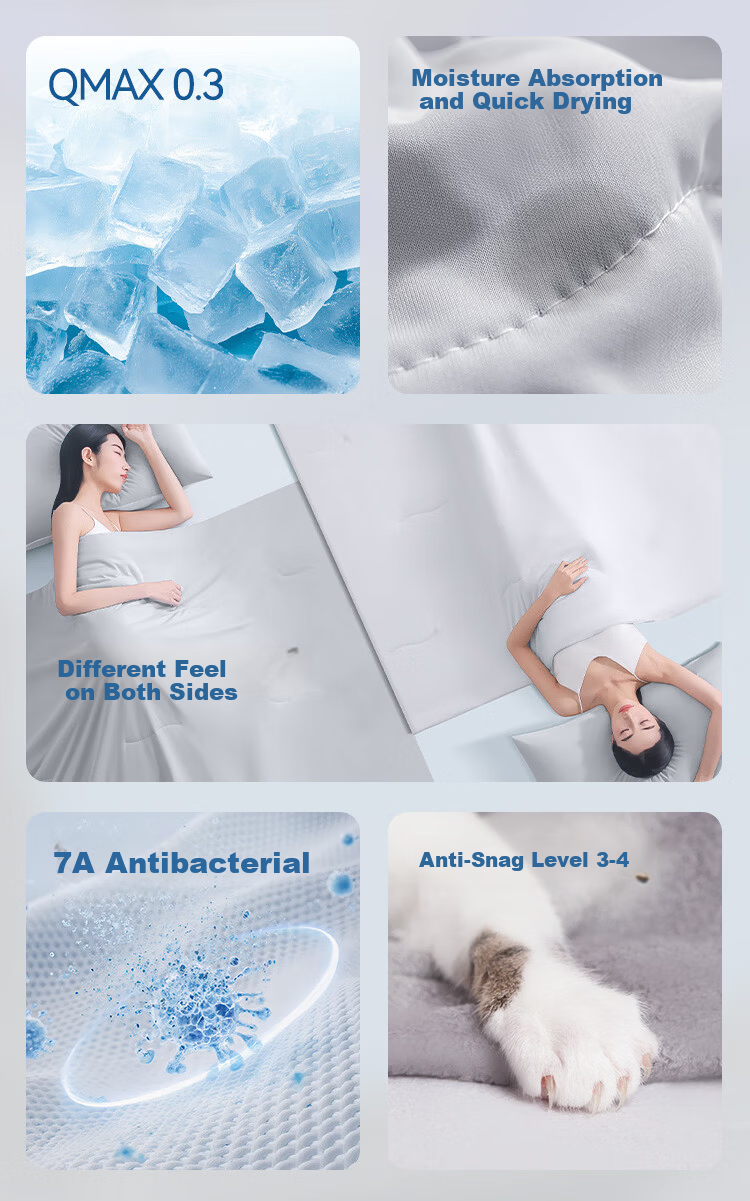 JD Jingzao Jiujiu Double-Sided Summer Quilt 7A Antibacterial Washable Moisture-Absorbing Quick-Dry Cooling Quilt Air-Conditioning Blanket Gray 1.5x2m 2