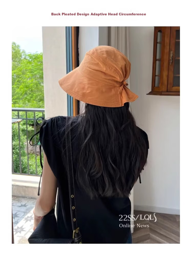 Lagur Casual Lightweight Breathable Cotton Japanese Style Fisherman Hat Women Summer Sun Protection Sunshade Cap Spring Pink Orange 6