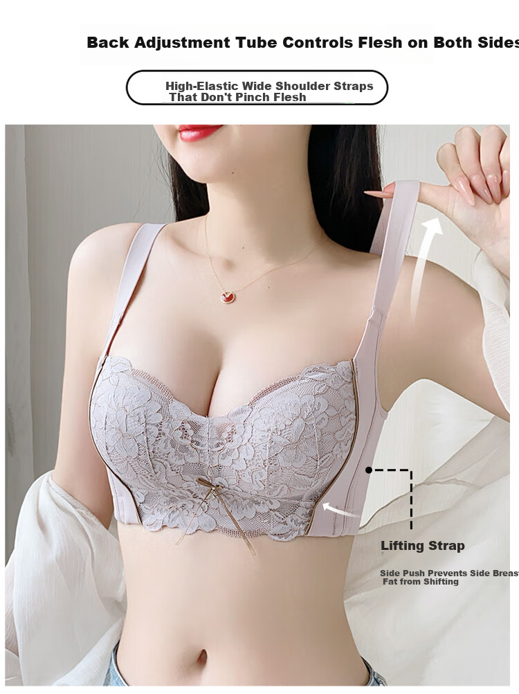 Ordifen Women's Modal Lace Push-Up Soft Support Adjustable Lift Shaping Side Breast Collection Bra Nude 5