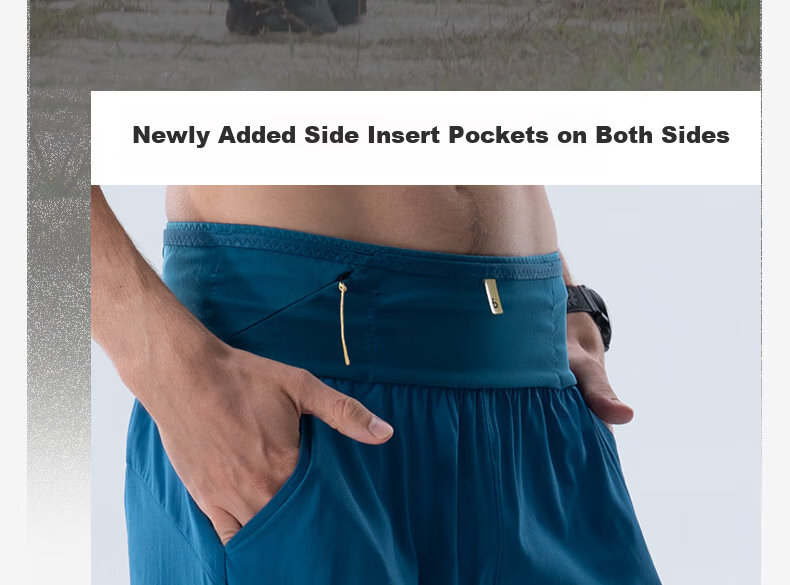 Feibit Air Pants 4.0 Men's Waist Bag Shorts Breathable Running Sports Pants 5-Inch Quick-Dry Lake Blue L 4
