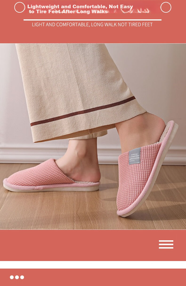 Huamei Jianbu Japanese Style Soft Minimalist Couple Cotton Slippers Autumn Winter Indoor Warm Soft Sole Cotton Shoes Men HM001 Gray Size 40-41 2