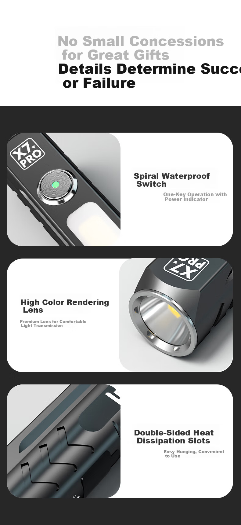 LEM Flashlight High Brightness Rechargeable Long Battery Life Outdoor Small Portable Multifunctional Magnetic Work Light Torch 15