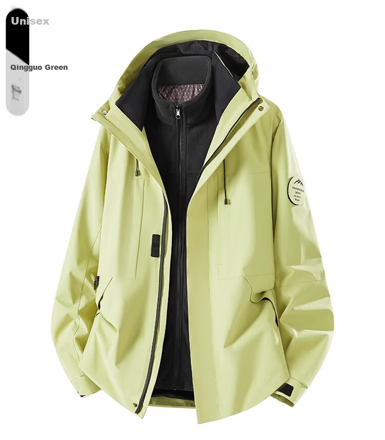 ROMON 3-in-1 Men's Outdoor Mountaineering Jacket with Hood, Women's Couple's Black 3XL 17