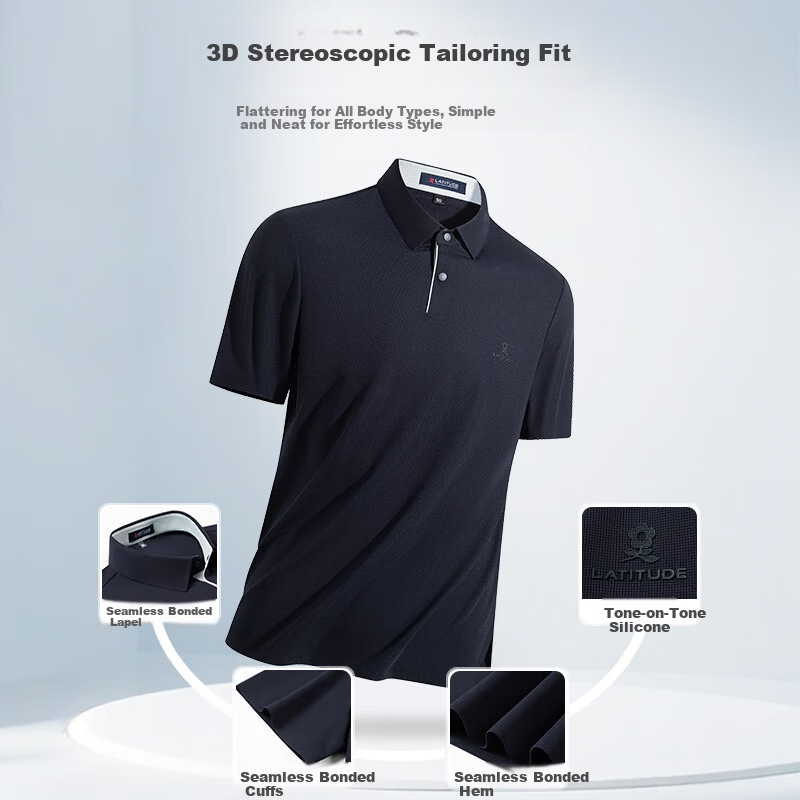 MONTAGUT Men's Short Sleeve Polo Shirt Breathable Cloud-Feel Comfortable Business Casual T-Shirt Pearl Gray L/50