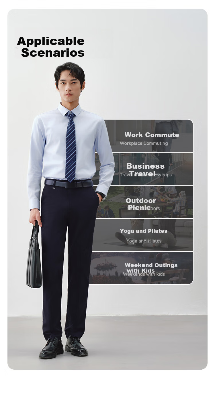 JD Jingzao Premium Mulberry Silk Men's Casual Pants Thin Spring Business Straight Trousers Black 36 9