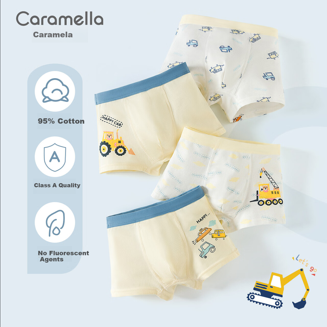 Caramella Boys' Cotton Breathable Boxer Shorts Spring Summer Kids Underwear
