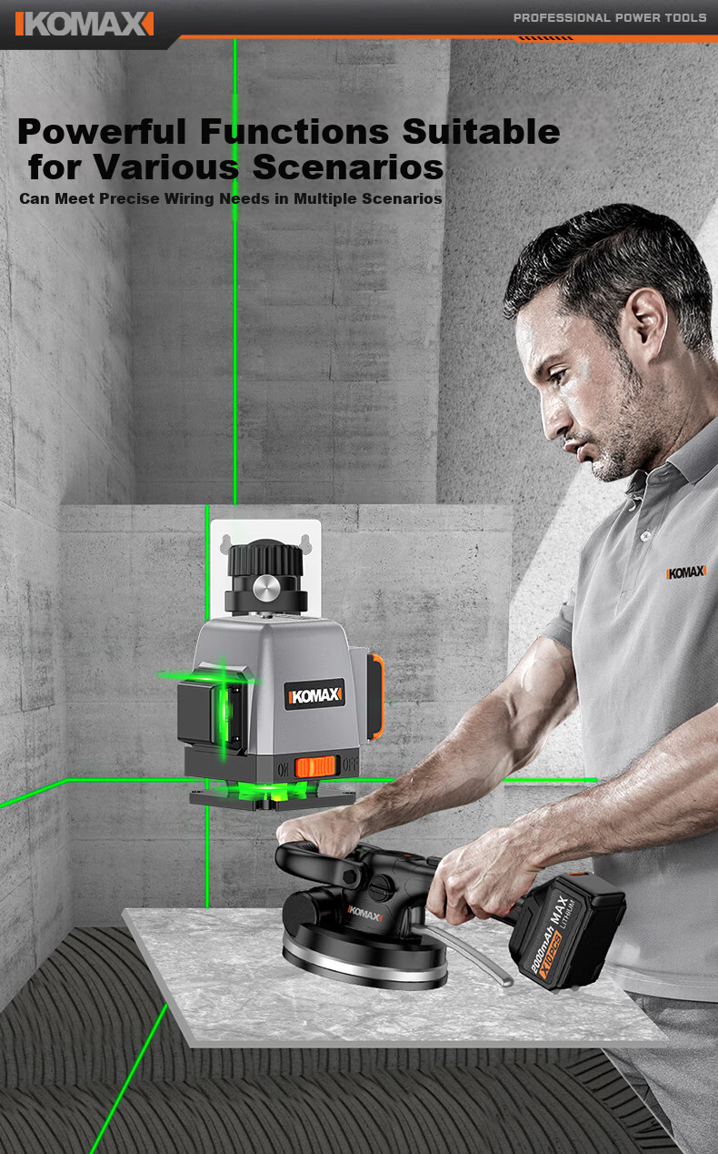 Comais Infrared Level High Precision Strong Light Auto Leveling Green Laser Outdoor Portable Wall-Mount Leveling Instrument 14