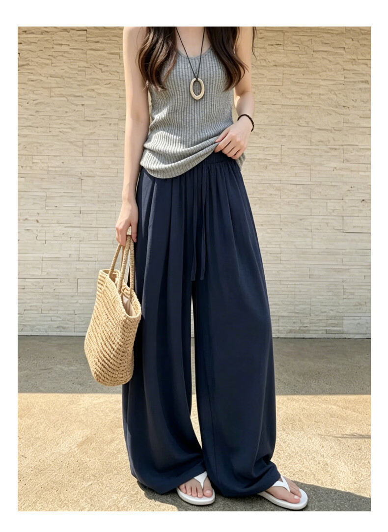 Langsha Linen Wide-Leg Pants for Women 2026 New Summer Thin High-Waist Breathable Relaxed Casual Curved Leg Pants 22