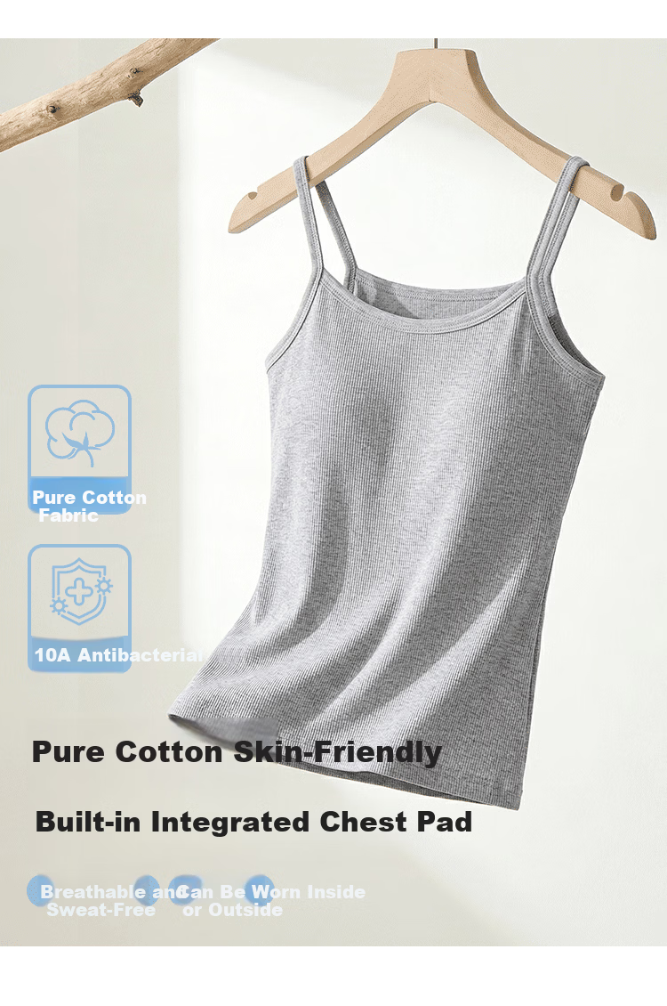 Urban Beauty Pure Cotton Padded Camisole Women's Integrated Bra Solid Color Basic Backless Innerwear Outerwear Top 3