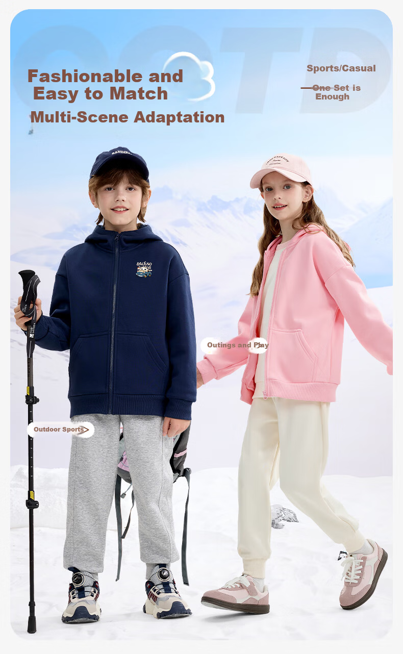 Baleno Boys' Jacket 2025 Autumn Winter Fleece Lined Thickened Casual Hooded Cardigan for Big Boys 3