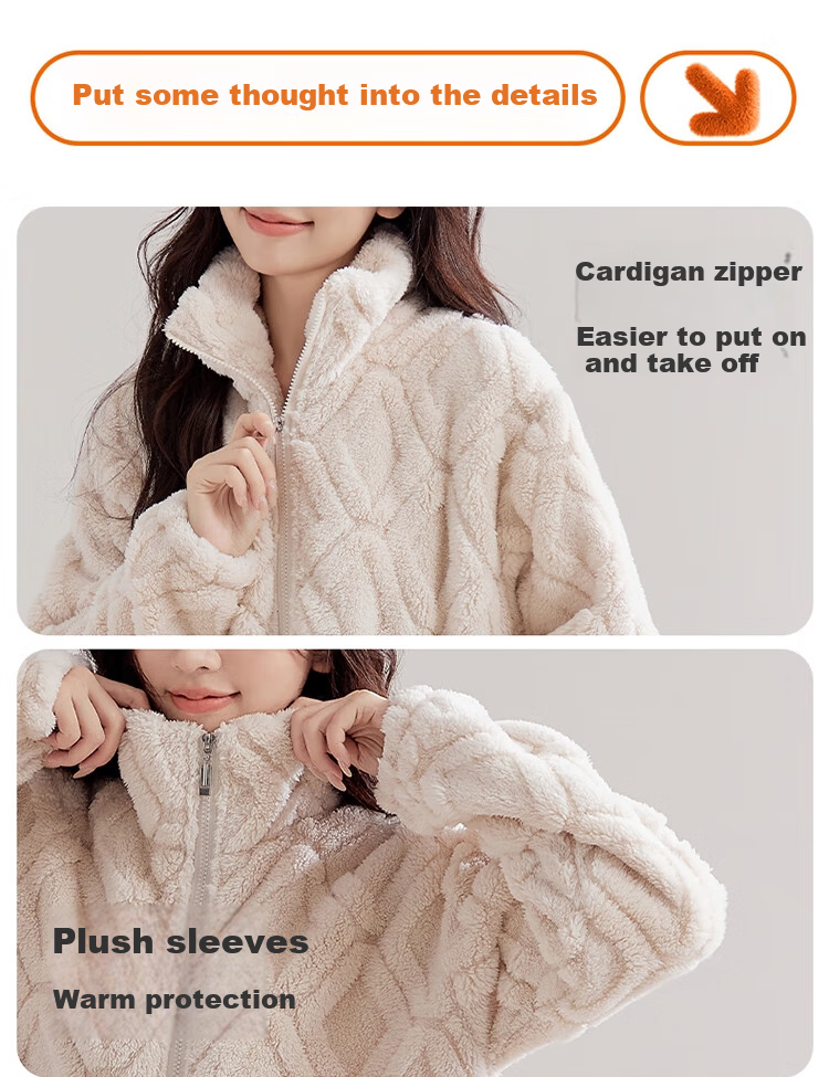 LangSha New Winter Couple Pajamas Fleece Thickened Men's Flannel Homewear Set 6