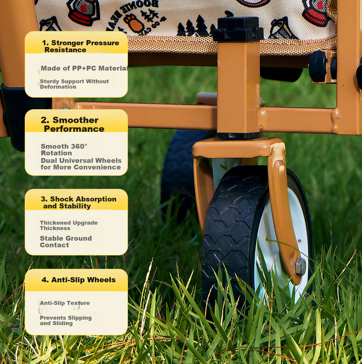 CAMEL [Camel × Boonie Bears] Outdoor Foldable Camping Cart Portable Camp Cart Picnic Cart Child Recliner 14