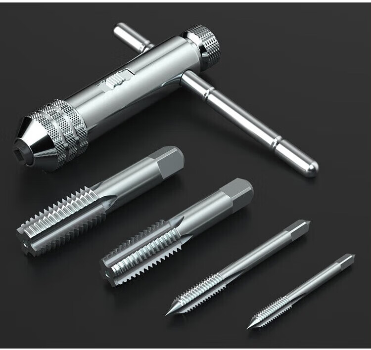 Chugong 9-Piece Tap Set Ratchet Wrench Tapping Tool Kit with Drill Bits High-Speed Steel Tapping Tool 9