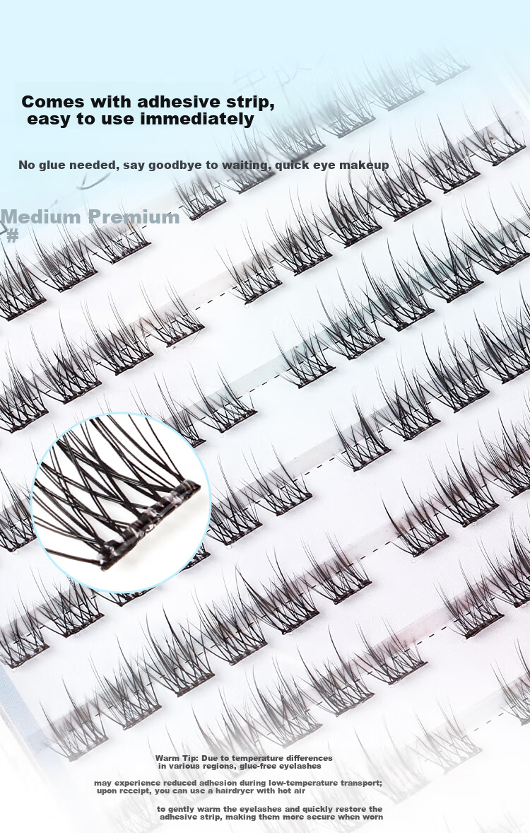 Meifuyu Glue-Free False Eyelashes Lively Camellia 120 Clusters Natural Self-Adhesive Eyelashes for Beginners MF8039 7