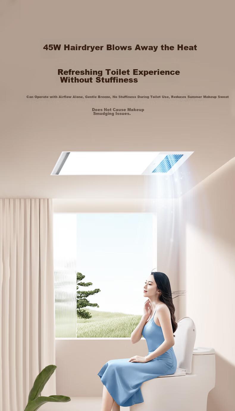 Midea Iron Man Series Warm Air Bathroom Heater with Lighting, Exhaust, and Heating GA10 4