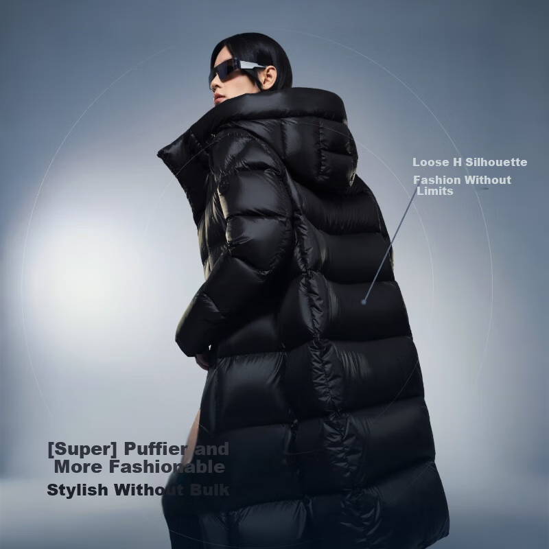 BOSIDENG Unisex Puff Winter Goose Down Thickened Hooded Extra Long Mall Style Down Jacket
