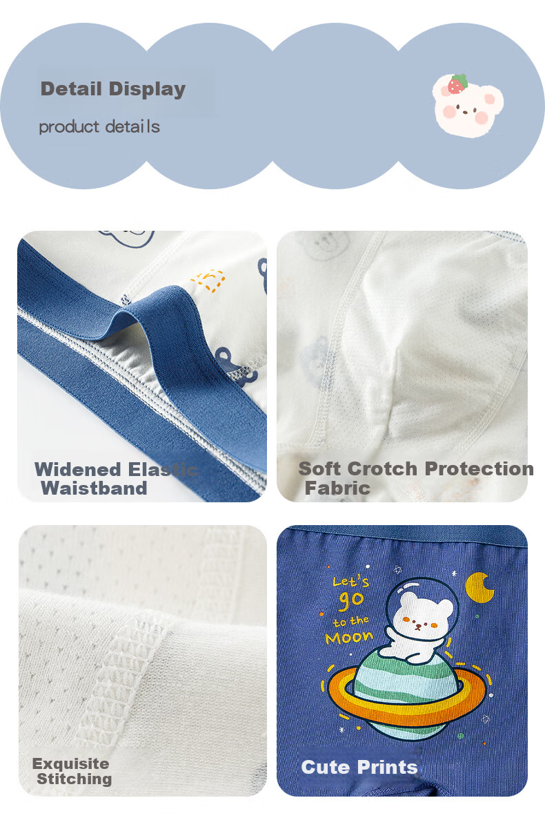 Caramella 26 Years Children's Cartoon Boys' Cotton Boxer Briefs 7A Antibacterial Baby Shorts 12