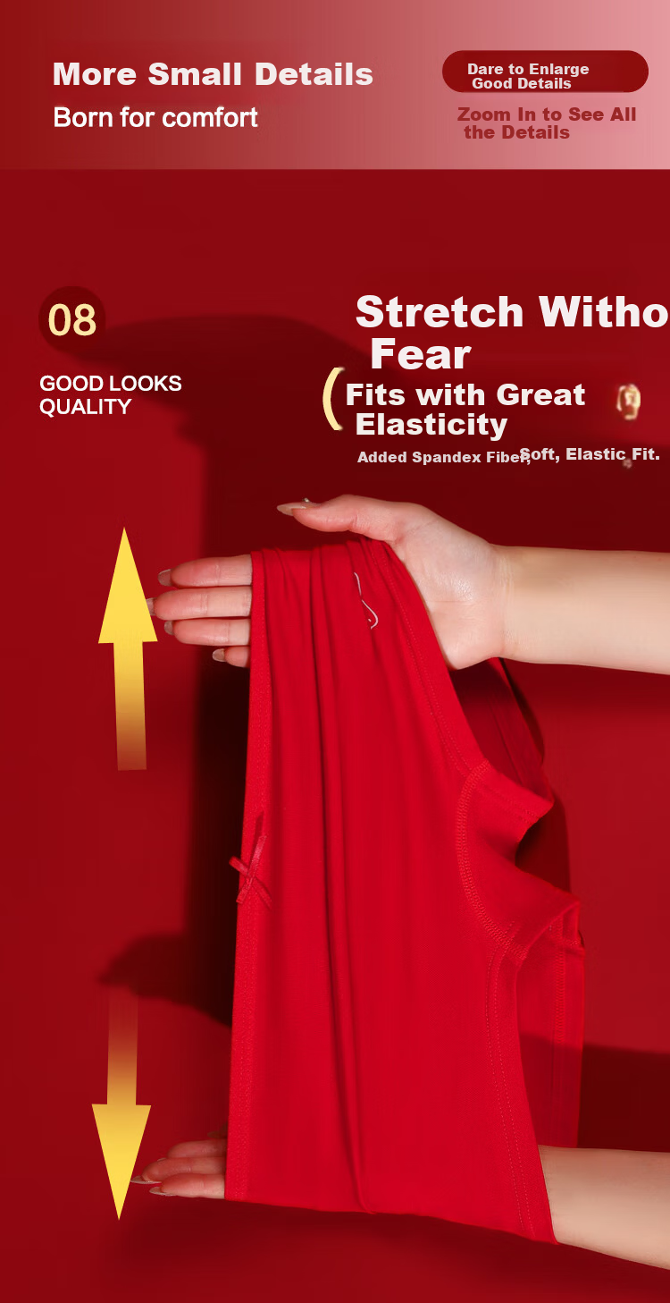 Hodohome Boys' Festive Lucky Red Antibacterial Cotton Crotch Boxer Shorts for New Year 325 150 8