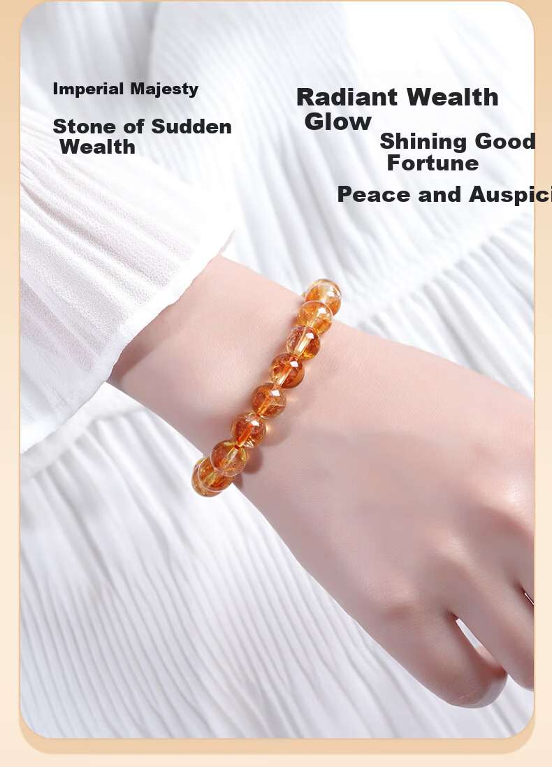 Jinshiling Yellow Crystal Bracelet Unisex Citrine Crystal Beads Wealth and Luck Charm Birthday Gift 6
