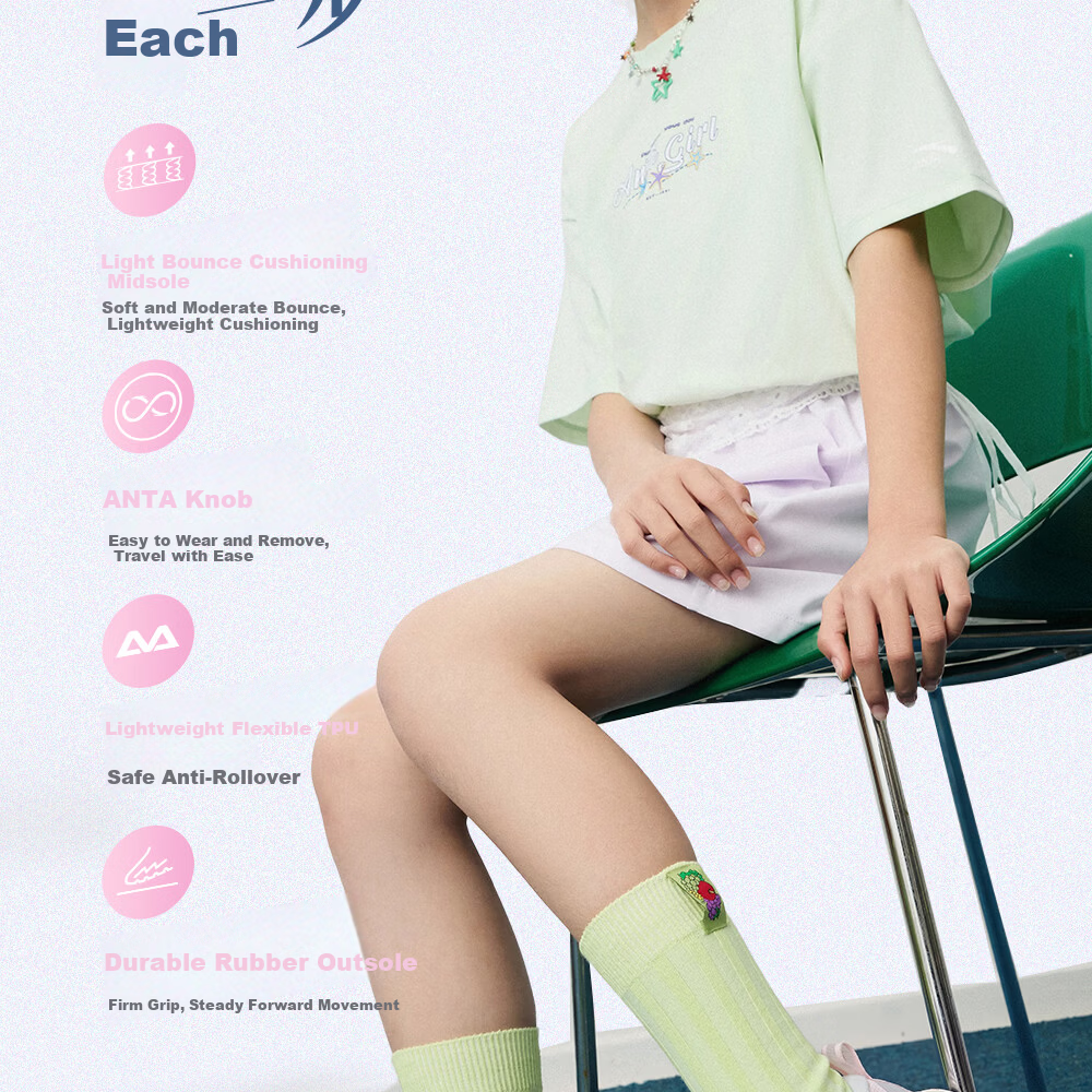 Anta Kids Girls Sports Shoes Big Kids 2026 Summer Breathable Sweet Cool Durable Butterfly Wing Casual Shoes A22628832 5