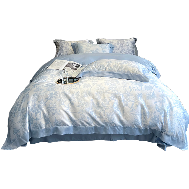 Wuyinliangpin Class A Imitation Tencel Duvet Cover, Single Piece, Ice Silk Quilt Cover, Printed Flying Edge, Summer Double Bedroom Duvet Cover, 200*230cm