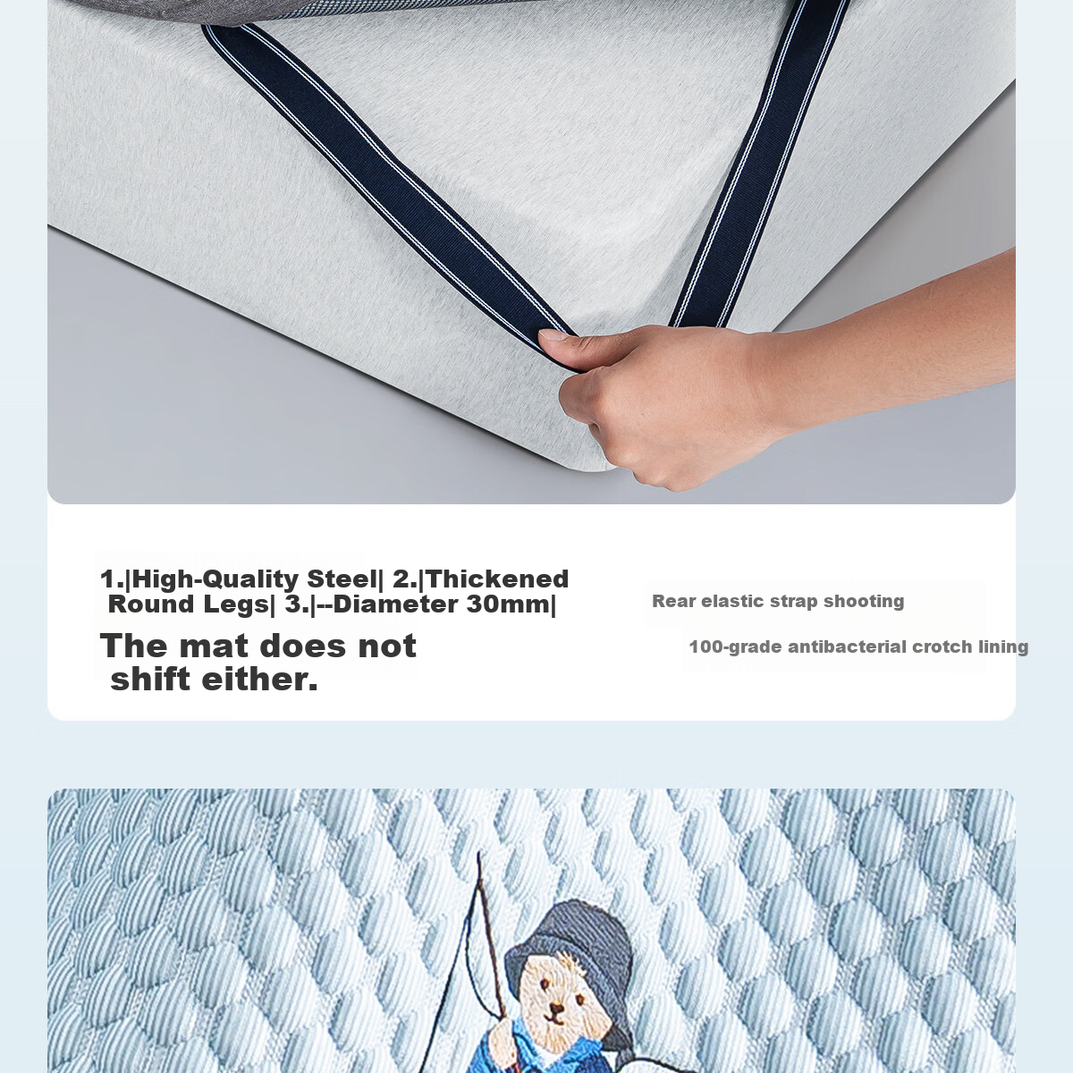 Teenie Weenie Bear Class A Ice Bean Cooling Mat Summer Cool Ice Silk Mat Washable Soft Air Conditioning Mat 150*200cm Gray 19