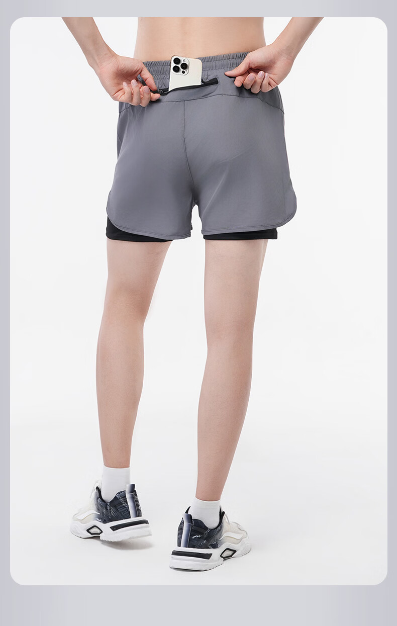 VICTORIATOURIST Men's Running Shorts with Sports Lining, Three-Quarter Length Track Pants, Indoor Professional Marathon Quick-Dry Two-In Fitness Shorts 19