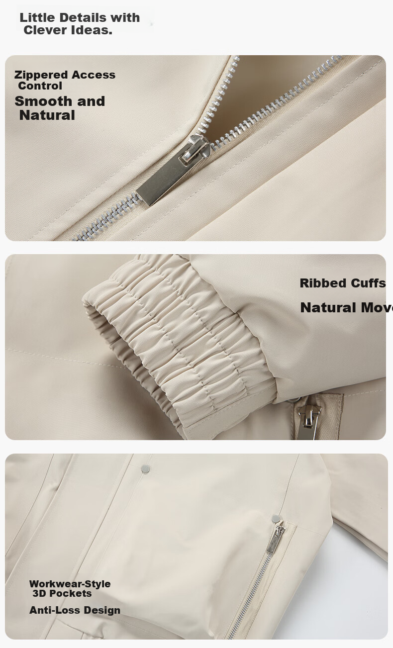 Guirenniao Reversible Jacket Men Spring Autumn New American Workwear Hooded Jacket Beige S 8
