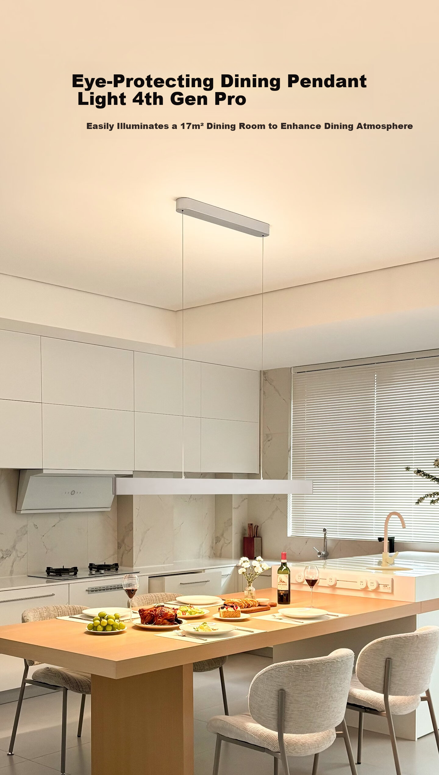 Jundun Full Spectrum Eye Protection Linear Pendant Light Adjustable Modern Minimalist Dining Room Study Lamp All-Inclusive Price 4