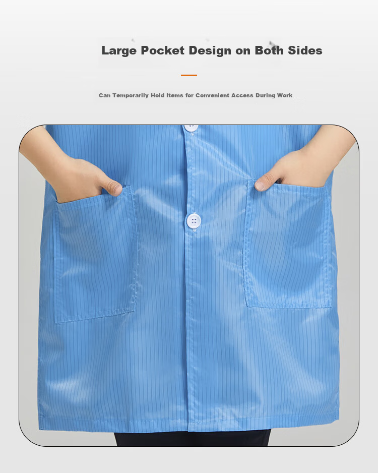 Gongpinxing Anti-Static Dust-Free Long Lab Coat Workwear Unisex Dustproof Workshop Electronics Factory Protective Clothing 4XL 5