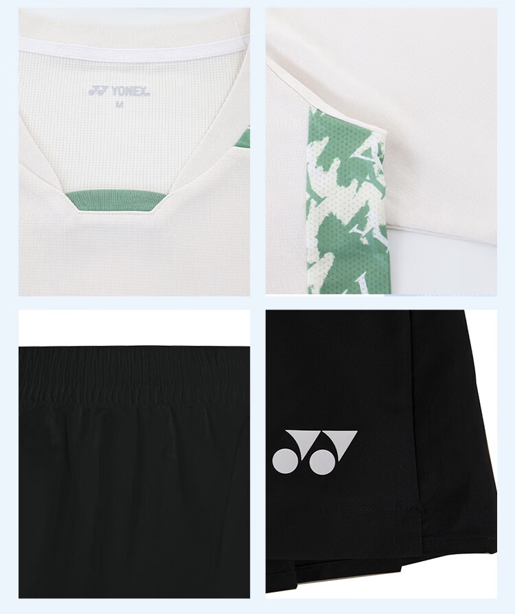 YONEX Badminton Apparel Color-Changing Short Sleeve T-Shirt and Shorts Set 1100426BCR Ivory White L 13