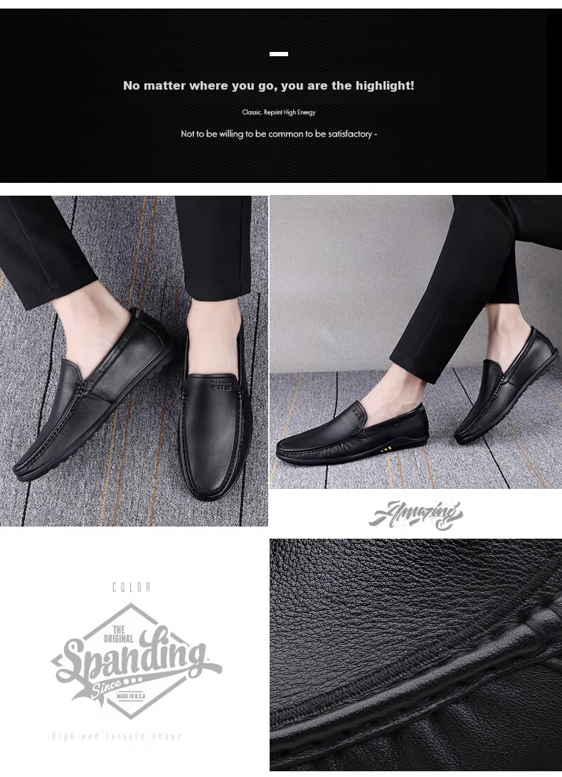 MULINSEN Men's Shoes, Top-Grain Leather, Hollow Breathable Casual Shoes, Slip-On Soft-Soled Loafers, 19591s 2
