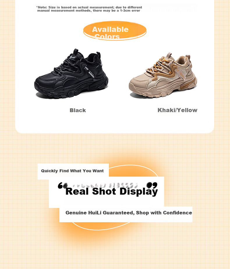 Warrior Official Women's Dad Sneakers 2026 Summer New Plush Warm Versatile Cotton Shoes Black Size 40 12